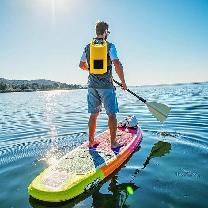 Yellow Dry Bag 20 L Waterproof Roll-Top Floating Dry Sack With Straps Pvc Backpack For Kayaking Boating Swimming Fishing And Beach