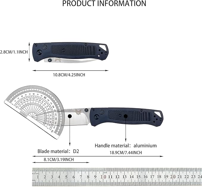 HUAAO EDC Pocket Knife 3.19-inch D2 Steel Blade Lightweight Black Aluminum Handle with Thumb Post Unisex Portable Folding Knife Suitable for Outdoor Camping and Everyday Use