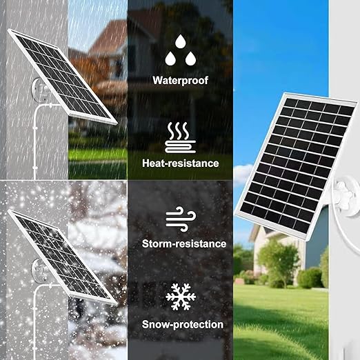 3 Pack Solar Panel Charger Compatible with Ring Solar Panel (2nd Generation) 8W Ring Outdoor Camera PlusOutdoor Cam (Stick Up Cam) Stick Up Cam Pro Spotlight Cam Plus Spotlight Cam Pro 10FT Cable