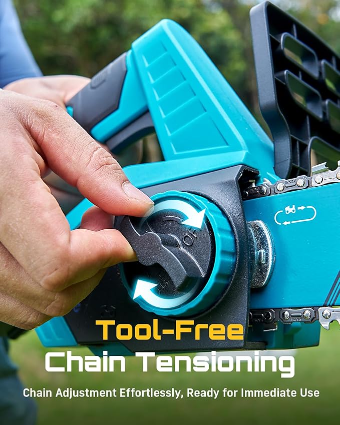 SEESII Electric Chainsaw Cordless 12-inch Handheld Chain Saws with a 4.0Ah Battery Tree Saw with Tool-free Chain Tension Auto Oiling for Wood Cutting Trimming Branch