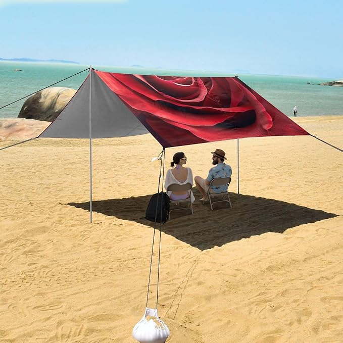 ALAZA Extreme Close Up of A Red Rose Beach Tent Sun Shelter Portable Canopy Sunshade for Outdoor Camping Picnics Backyard Fun 10x9 ft