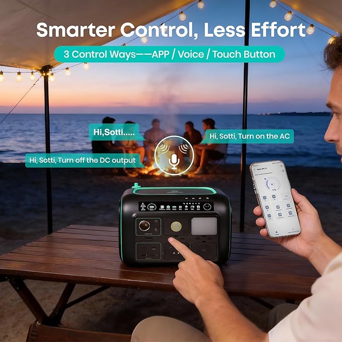 5-in-1 Portable Power Station with 4 Detachable Power Modules Voice &amp App Control 512Wh 800W (1600W Surge) Solar Generator 3 AC for Camping &amp RV