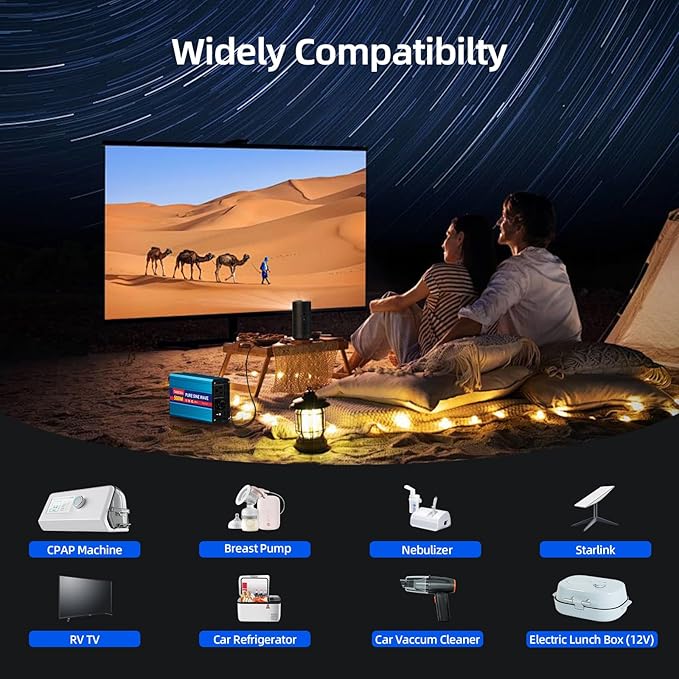 500W Pure Sine Wave Power Inverter DC 24V to 110V AC Converter with LCD Display Battery Clamps &amp Cigarette Lighter Plug Car Inverter with Dual AC Outlets for Vehicles RV Truck Camping Laptop CPA
