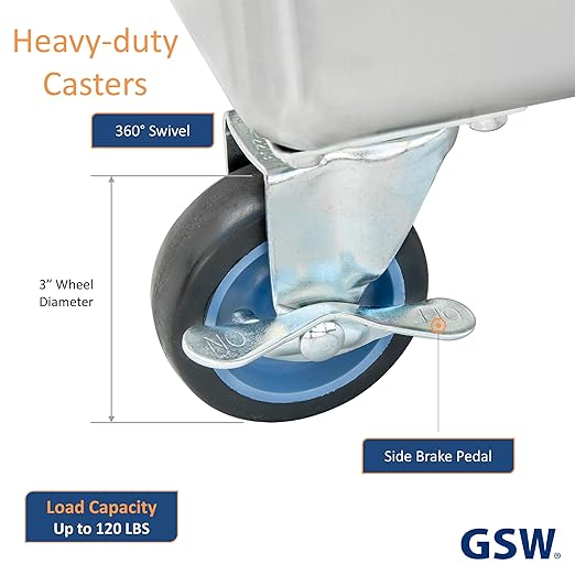 GSW DN-FB84 Commercial Stainless Steel Flour Bin with 2 Sliding Lids Storage Container (84 QT)
