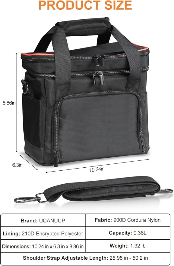 Carrying Case For Jackery Explorer 160/240/300 Portable Power Station BagWaterproof Fabric Multi-Layer StorageUpper Compartment For Storing Charging AccessoriesCharge By Opening The Front Pocket