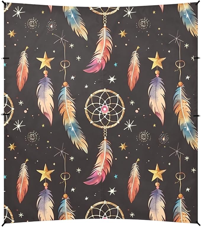 ALAZA Dreamcatcher Feathers Stars Beach Tent Sun Shelter Portable Canopy Sunshade for Outdoor Camping Picnics Backyard Fun 10x9 ft
