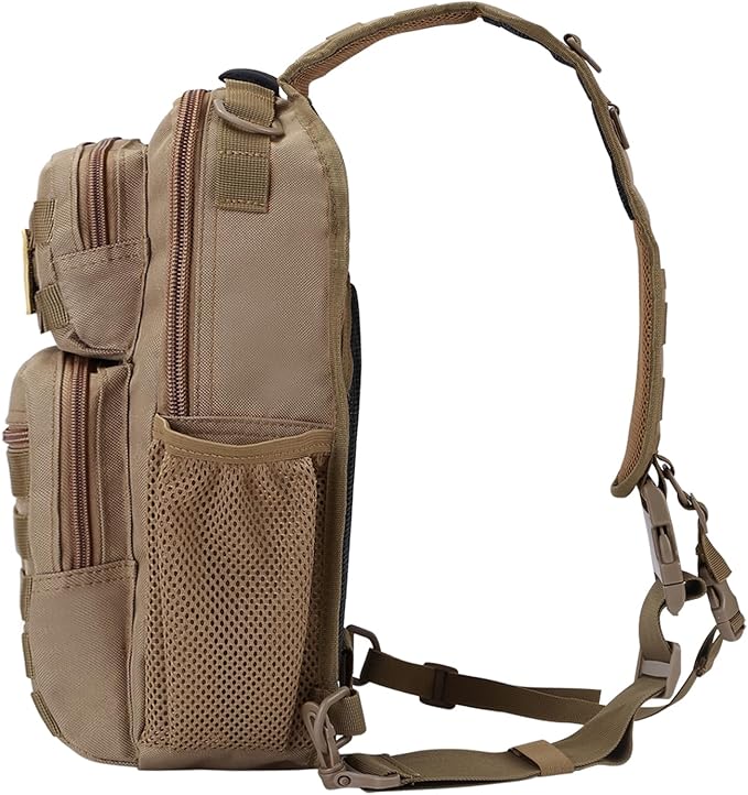 Tactical Shoulder Sling Bag Small Chest Pack 13L Backpack for Men Outdoor Sports Coyote
