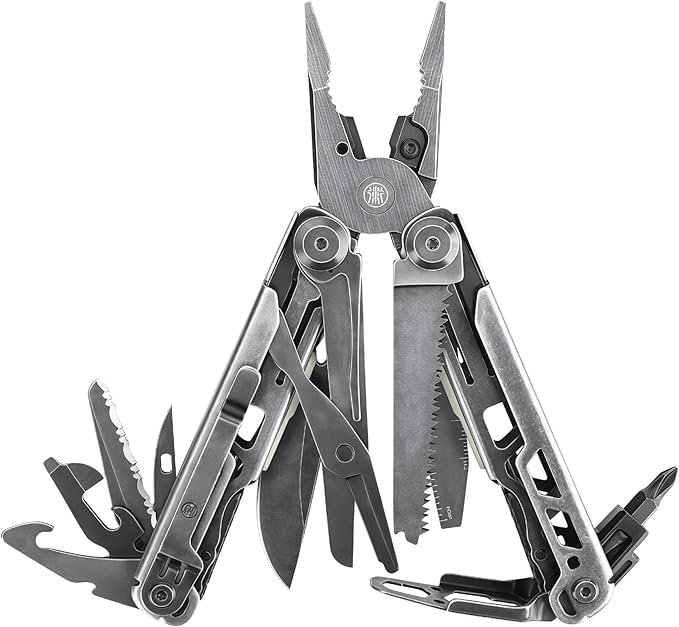 Multi Tool 26-in-1 Full-Size Lightweight EDC Multi-Purpose Pliers With Safety Locking Tactical Gear Nylon Bag Tools Gifts for Guys Gifts for Hunters Men who have Everything (Black)