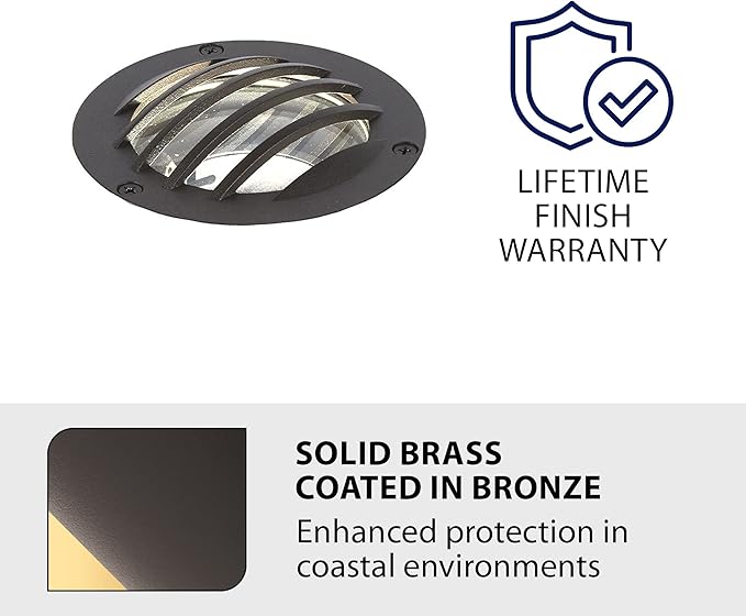 WAC Landscape Lighting Round Rock Guard for WAC Landscape Lighting 3in Well Light in Solid Brass Coated with Bronze