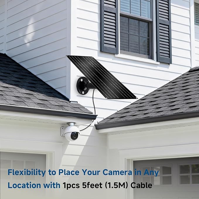 12W Solar Panel for Security Camera 5V USB-C Solar Charger with Micro USB &amp Barrel Adapters Outdoor Weatherproof for Continuous Home and Property Monitoring (2)
