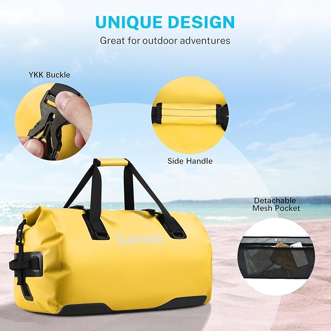 Gonex 40L 60L 80L Extra Large Waterproof Duffle Travel Dry Duffel Bag Heavy Duty Bag with Durable Straps &amp Handles for Kayaking Paddleboarding Boating Rafting Fishing