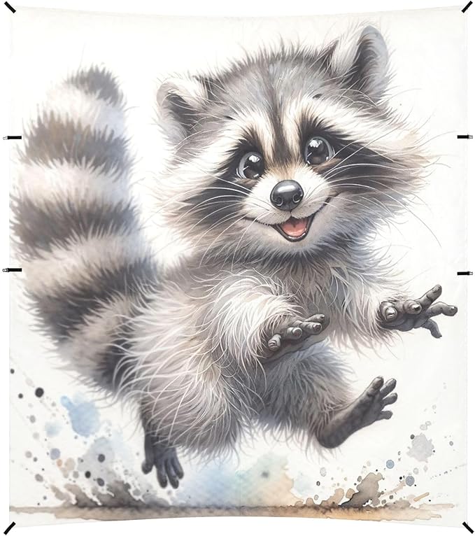 ALAZA Funny Raccoon Animal Beach Tent Sun Shelter UPF50+ Protection Beach Shade Canopy w/ 4 Sandbags for Outdoor Camping Fishing Backyard Fun Picnic 10x9 ft