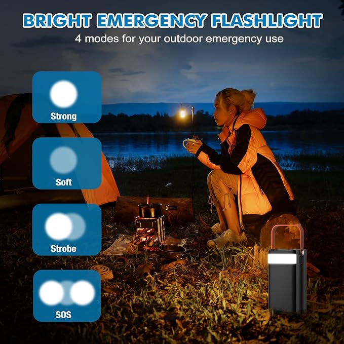 Portable Power Station 27000mAh Outdoor Generator with Built in Cable Portable Power Bank Backup Battery for Phone Charge Travel Home use Camping RV Trip