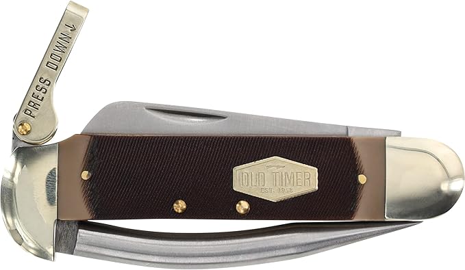 Old Timer 735OT Mariner 6.9in Leverlock Folding Sailor’s Pocket Knife with High Carbon Stainless Steel Marlin’s Spike Sheepsfoot Blade and Large Lanyard Loop for EDC Seamen Sailing and Outdoors