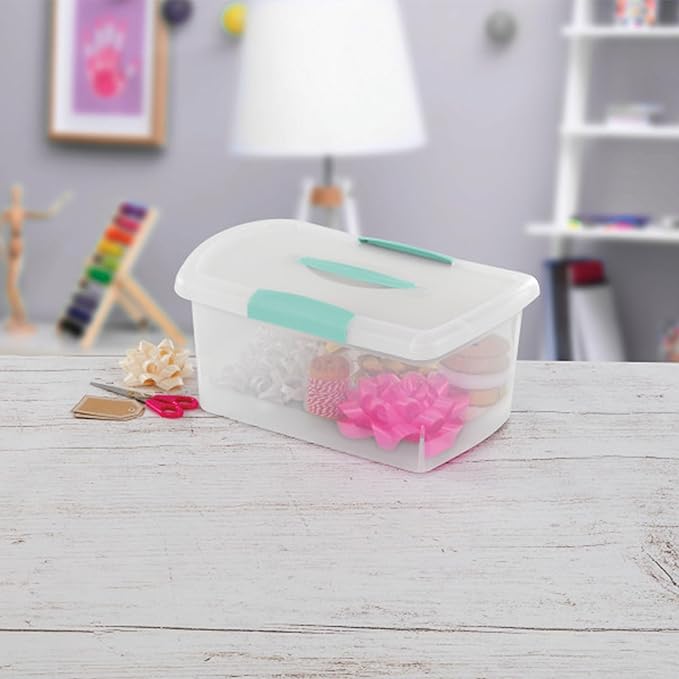 Sterilite Medium Nesting ShowOffs Stackable Small Storage Bin with Latching Lid and Handle Plastic Container to Organize Home Clear 18-Pack