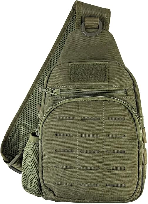 Tactical Crossbody Bag With Water Bottle Holder MOLLE Sling Pack EDC Tool Handbag for Men for Travel Daily Commute