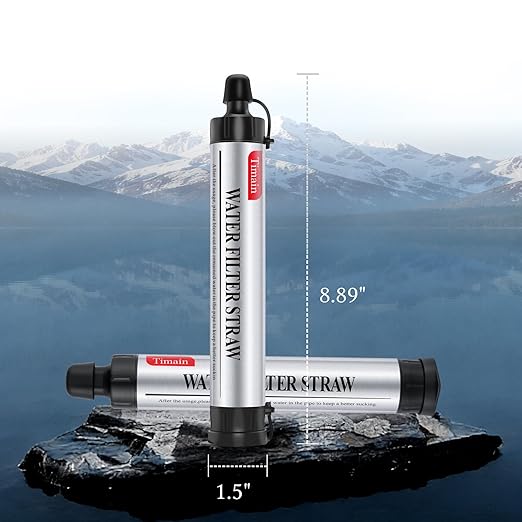 4 Pack Timain 4-Stage FiltrationHigh Flow Rate Water Filter StrawsWater Purifier Survival for Emergency KitsTravelCamping HikingFishingHunting (4)