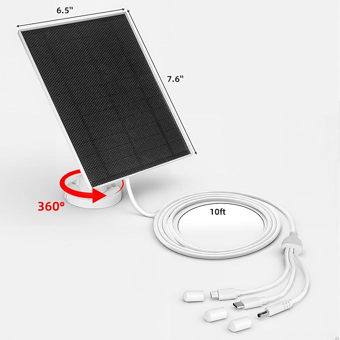 LIYVZ 5W Solar Panel for Security Camera 5V Solar Panel with Battery 8000mAh. Continuous Power 3-in-1 Micro USB &amp USB C Solar Charger with Built-in Battery 2-Pack
