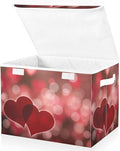 senya Valentines Baskets Collapsible Storage Bins with Lids Hearts Bokeh Effect Storage Boxes Clothes Baskets for Organizing