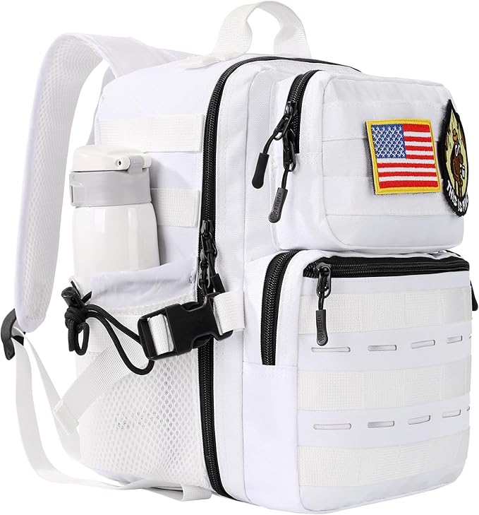9L Mini Tactical Backpack for Men WomenSmall Military Tactical Backpack for GymHikingCampingCycling (White)