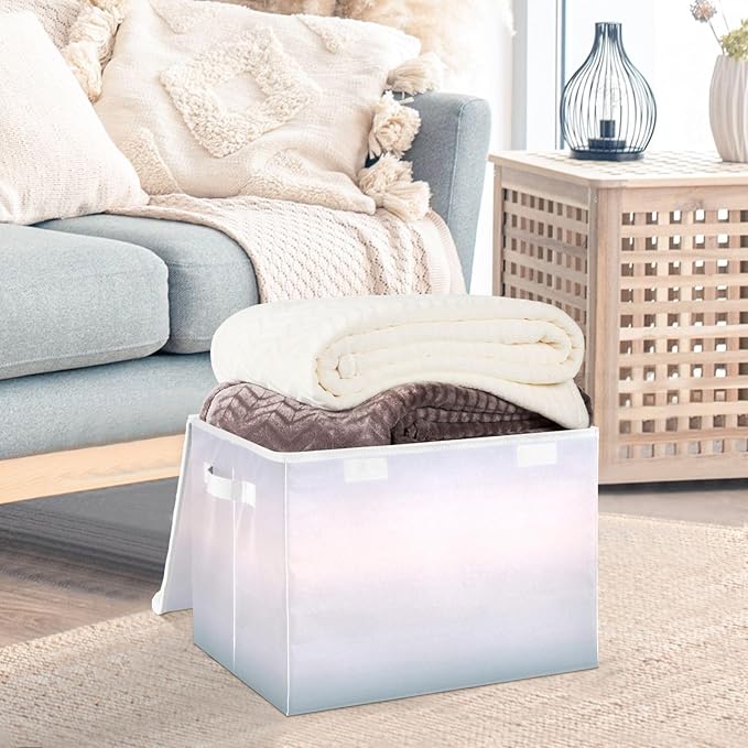 Gradients Storage Container with Lid Foldable Container Store Bags for Clothes for Office Supplies Home Decor