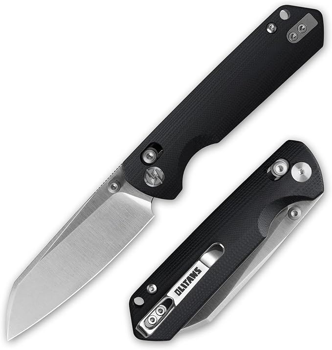 G062 Folding Knife for EDC 14C28N Steel Blade Pocket knife Crossbar Lock Knife for Outdoor Survival Hunting and Camping 3.53oz(Black+Satin)