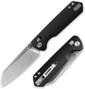 G062 Folding Knife for EDC 14C28N Steel Blade Pocket knife Crossbar Lock Knife for Outdoor Survival Hunting and Camping 3.53oz(Black+Satin)