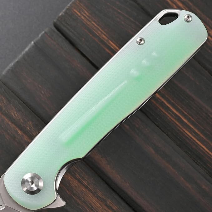 Sitivien ST131 Folding KnifeD2 Blade G10 Handle EDC Tool Knife with Liner Lock for Outdoor Camping Hiking Fishing(Jade)