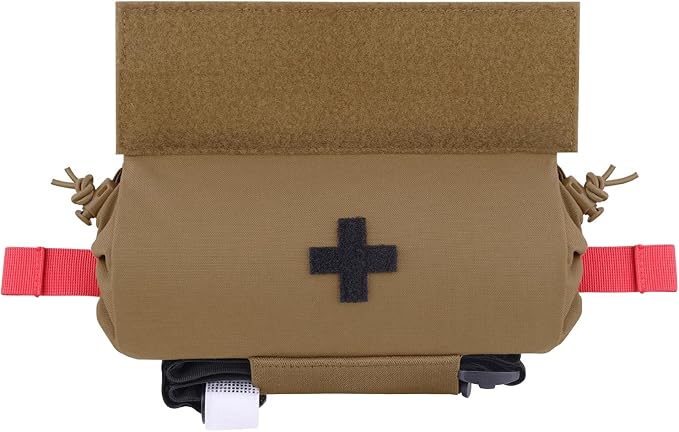 PETAC GEAR Tactical First Aid Drop Dump Pouch Micro Medical Trauma Roll Up Drop Pouch EMT IFAK Sub Abdominal Carrying Bag with Hook-N-Loop (CB)