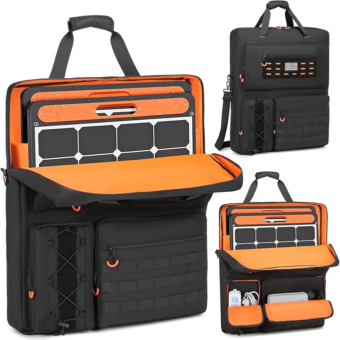 Solar Panel Carrying Case for Jackery SolarSaga 100W 100X 200W Solar Panel Storage Bag with Protective Liner Handle &amp Shoulder Strap for 2 Battery Panels &amp Accessories