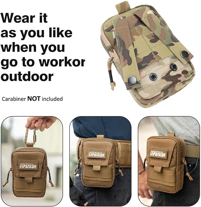 EXCELLENT ELITE SPANKER Tactical Molle EDC Pouch Nylon Belt Waist Bag Camping Hiking Organizer with Cellphone Holster for iPhone 12Pro 12 11ProMax XsMax XR XS X 8Plus 8 7 6 Samsung Galaxy Note 9 S9