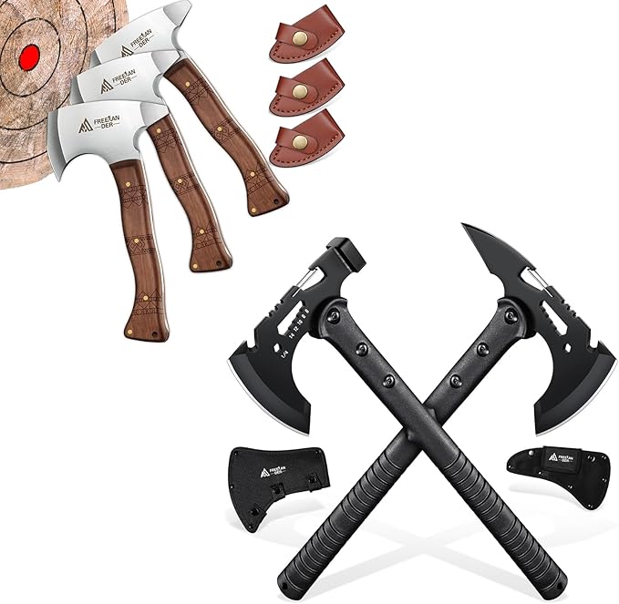 Freelander Tactical Axe 2 Pack and 8.3'' Throwing Axe Set