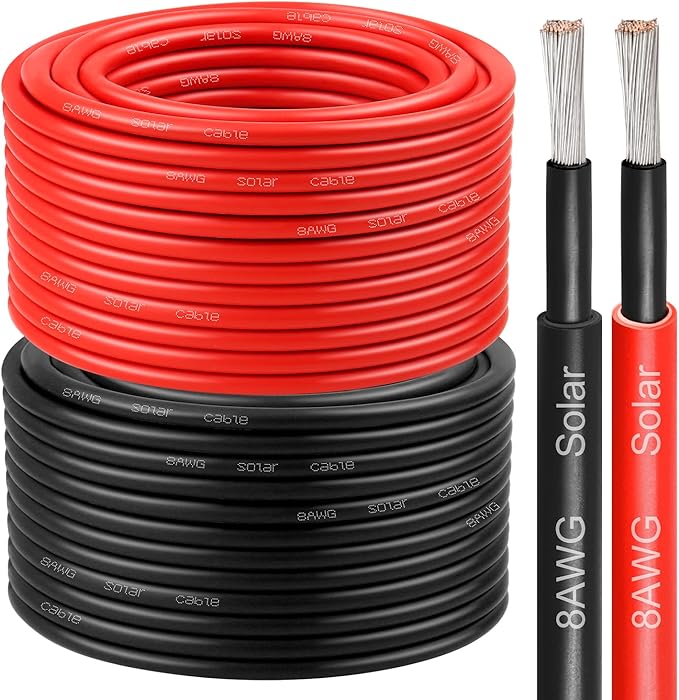8 AWG Solar Cable 150FT Red + 150FT Black Tinned Copper Wire 8 Gauge Solar Panel Wire for RV Automotive Trailer Marine Outdoors