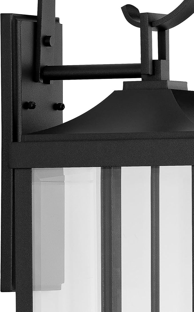 Gibbes Street Collection 3-Light Clear Beveled Glass New Traditional Outdoor Large Wall Lantern Light Textured Black