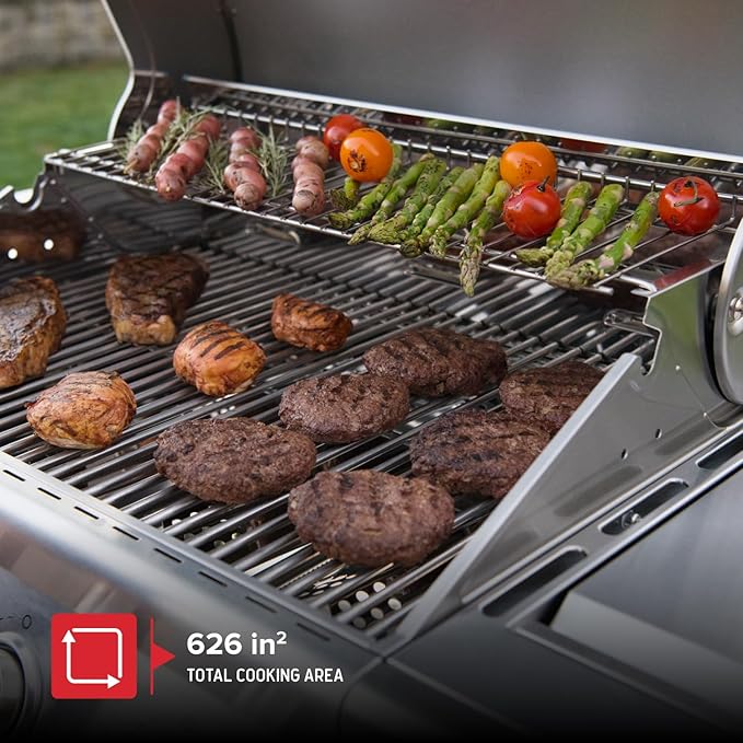 Nexgrill 4-Burner Propane Gas Grill in Stainless Steel with Side Burner 60000BTUs 626 sq. in. Cooking Space Perfect for Outdoor Cooking &amp Grilling Patios BBQ Backyards Silver 720-0830H