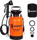 1.3 Gallon/5L Portable Outdoor Shower 10 Spray Modes No Power Needed Insulated Sleeve Keeps Water Warm Multi-Use Sprayer for Camping Beach &amp Surfing Fishing Hiking Road Trips Orange
