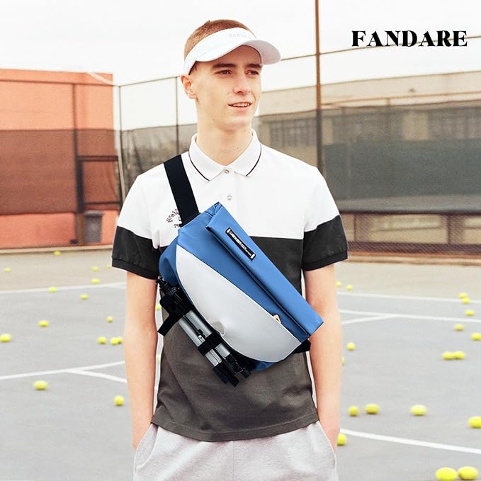 FANDARE Casual Sling Crossbody Shoulder Bag Backpack for Men Personal Flex Bags with Tripod Holder Strap Lightweight Chest Pack Everyday Carry Pack for Tactical Travel Work Black Blue White