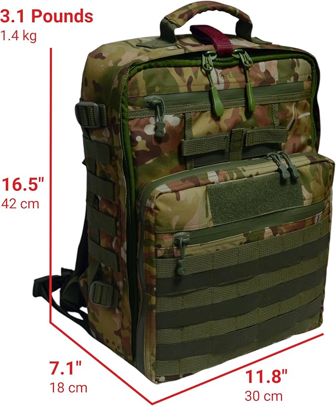 20L DERBY Tactical Medical Backpack – Camouflage First Aid Kit Bag with MOLLE Waterproof Zippers Removable Organizers OCP Field-Ready Design