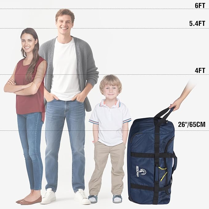 REDCAMP 85L/120L/140L Foldable Duffle Bag with Wheels Large Travel Duffel Bag