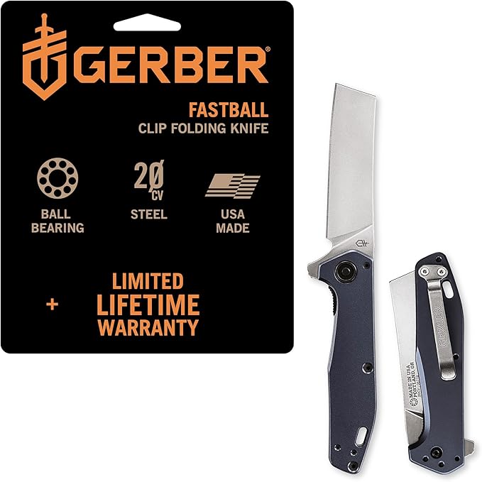 Gerber Gear Fastball Cleaver - Durable Folding Knife with Lock - Premium EDC Gear - 3 - Made in USA - Urban Blue