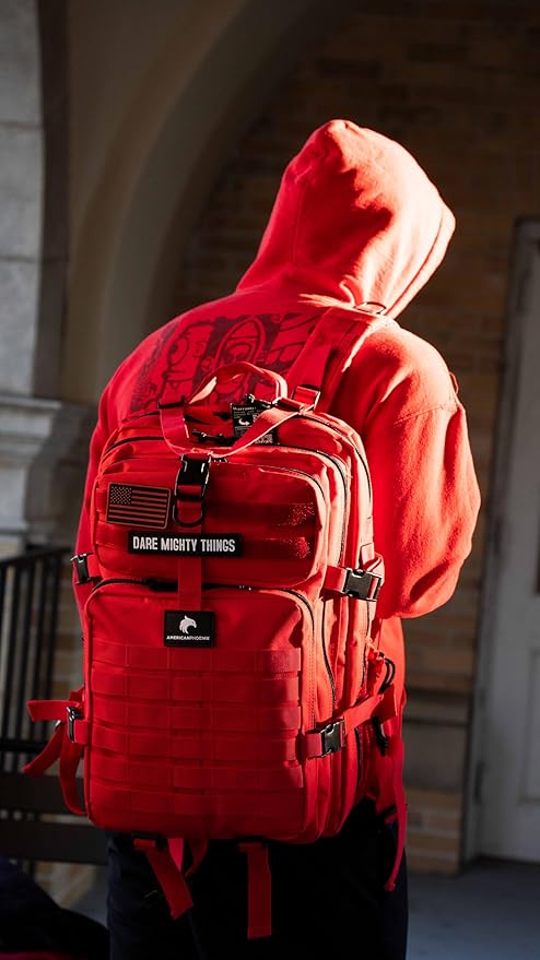 AMERICANPHOENIX 45L Elite Tactical Backpack | 3X Stronger Work &amp Military Backpack | Water Resistant and Heavy Duty | 3 Day MOLLE Bug Out Bag (Scarlet Sage)