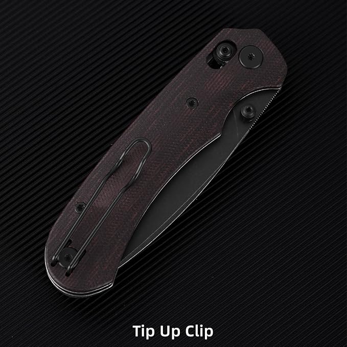 Folding Pocket Knife 3.31'' 154CM Blade EDC Knife Erogonomic Canvas Micarta Handle Pocket Knives for Men Hunting Hiking Survival Knives (Red)