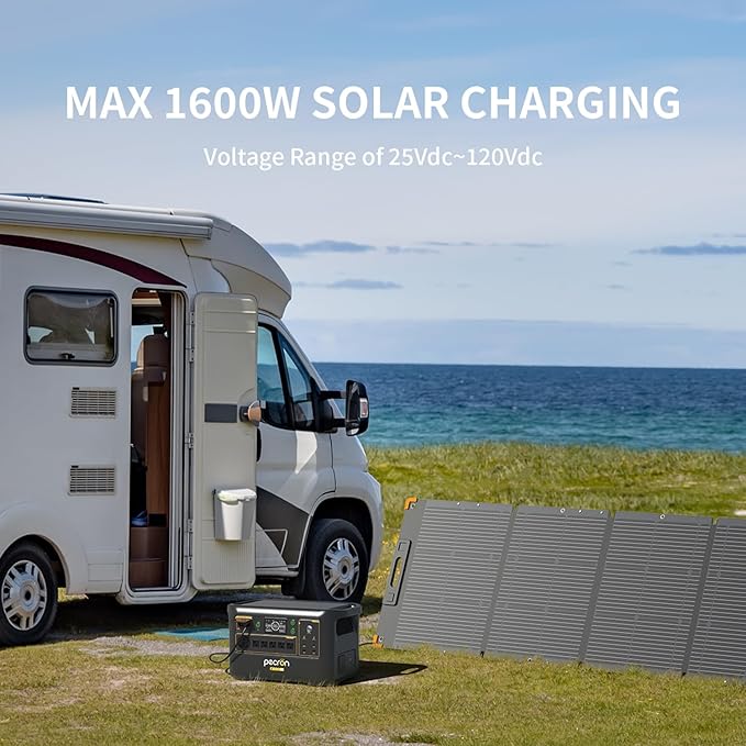 pecron Portable Power Station F3000LFP 3072Wh Solar Generator 3600W LiFePO4 Battery Home Backup Fast Charging Lithium Battery with 100W USB-C Output for Home Camping RV Emergency