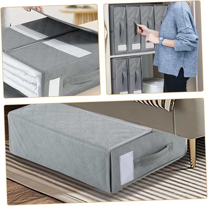 Bedding Organizer Storage Bin Foldable Container for Blankets and Design Elegant Cover for Closets and Dorm Rooms Capacity Storage