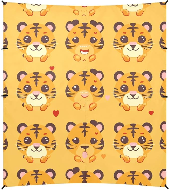 ALAZA Little Tiger Heart Seamless Beach Tent Sun Shelter Portable Canopy Sunshade for Outdoor Camping Picnics Backyard Fun 10x9 ft