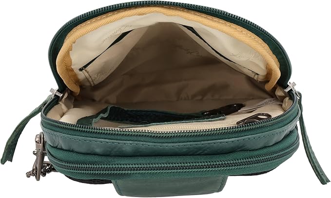 Lady Conceal Unisex Bristol Sling Backpack Minimalist Conceal Carry Design for Universal Holster with Locking Zippers (Pine Green)