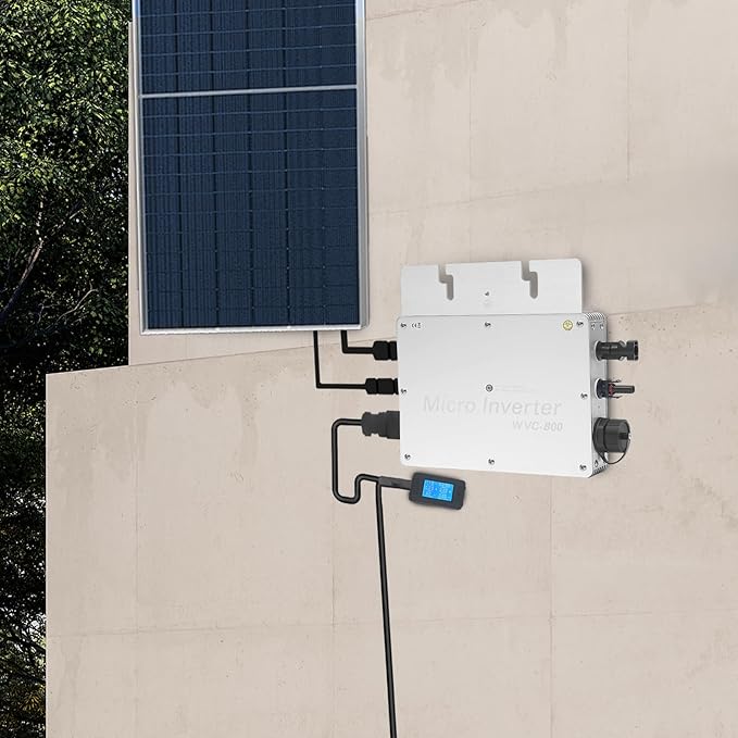 800W MPPT Solar Power Inverter with LCD Display Micro Inverter Grid Tie Microinverter for Home and Commercial Use 120V (90-140VAC)&amp230V (170-260VAC) 22-50VDC