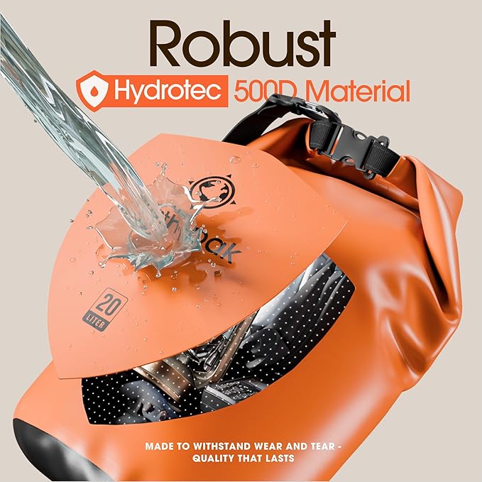Earth Pak Waterproof Dry Bag - Roll Top Waterproof Backpack Sack (20L Orange &amp 20L Yellow)