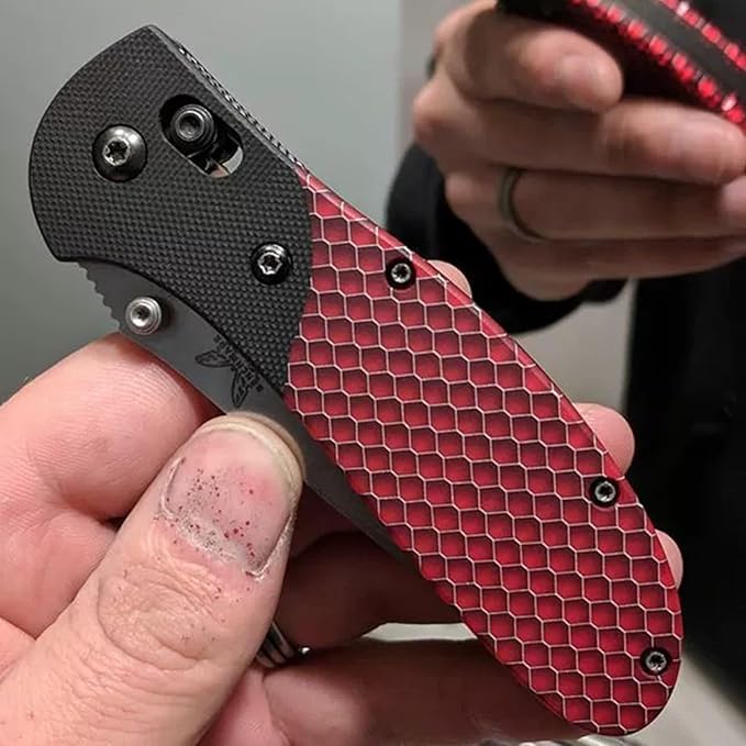 2 Pieces Of Red Resin Knife Handle Material Customized DIY Blank Blade Honeycomb Texture Patch(6pcs)