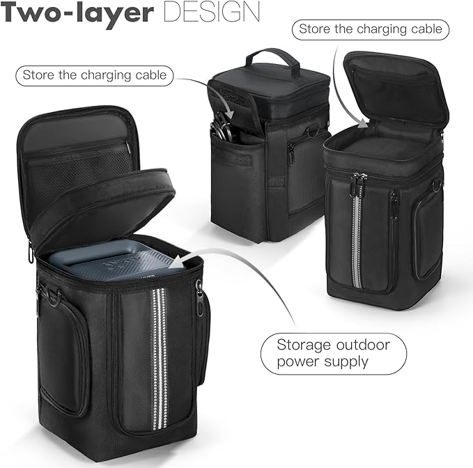 Travel Bag Compatible with Anker SOLIX C300 Padded Soft Case with Adjustable Shoulder Strap &amp Multi-Pocket Design Protective Storage Bag for Camping &amp Travel Charging Accessories